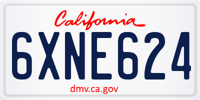 CA license plate 6XNE624