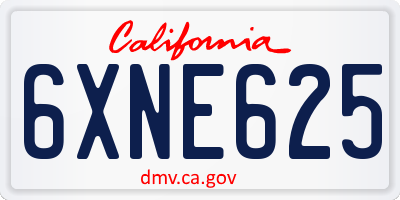 CA license plate 6XNE625