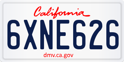 CA license plate 6XNE626