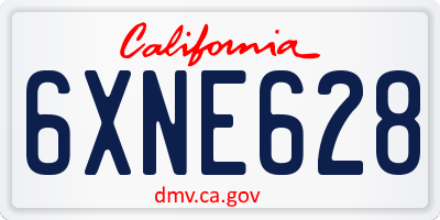 CA license plate 6XNE628