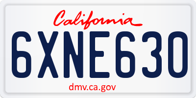 CA license plate 6XNE630
