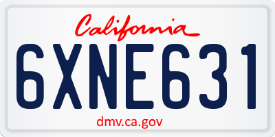 CA license plate 6XNE631