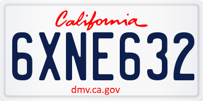 CA license plate 6XNE632