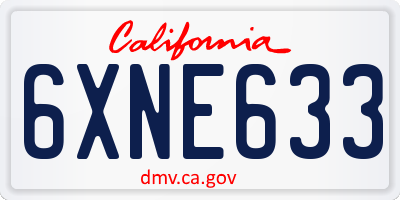 CA license plate 6XNE633