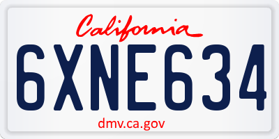CA license plate 6XNE634