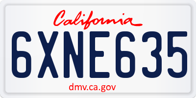 CA license plate 6XNE635