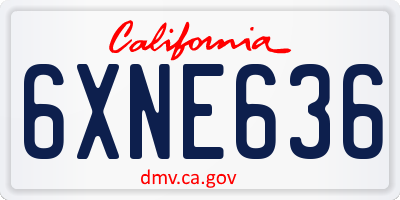 CA license plate 6XNE636