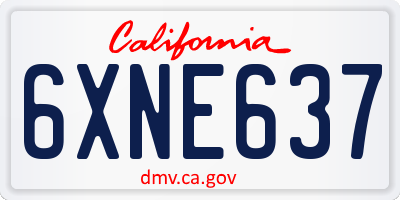 CA license plate 6XNE637