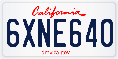 CA license plate 6XNE640
