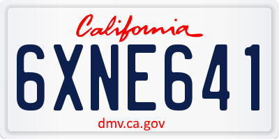 CA license plate 6XNE641
