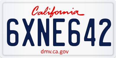 CA license plate 6XNE642