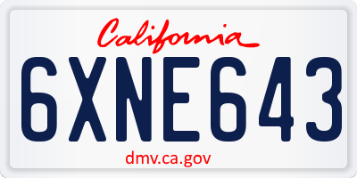 CA license plate 6XNE643