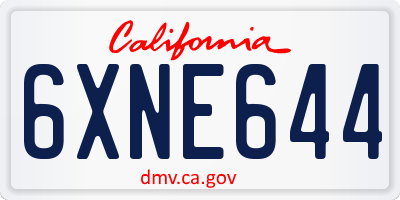 CA license plate 6XNE644