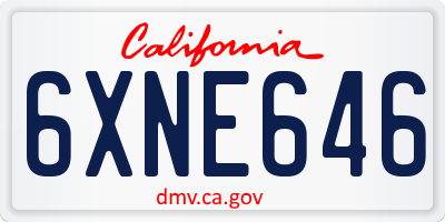CA license plate 6XNE646