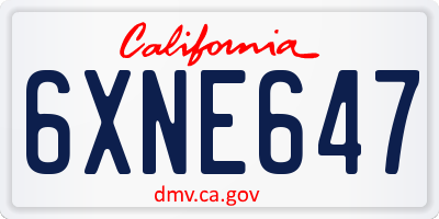 CA license plate 6XNE647