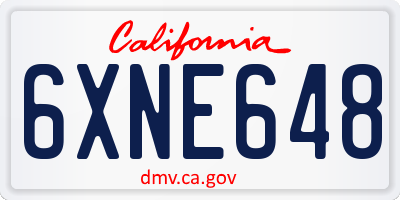 CA license plate 6XNE648