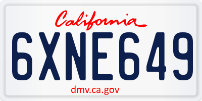 CA license plate 6XNE649