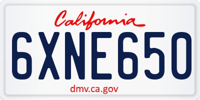 CA license plate 6XNE650
