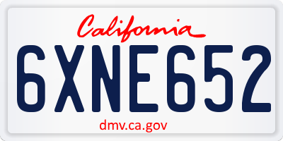 CA license plate 6XNE652