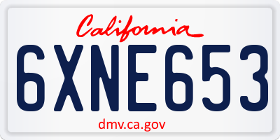 CA license plate 6XNE653