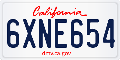 CA license plate 6XNE654