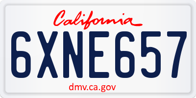 CA license plate 6XNE657