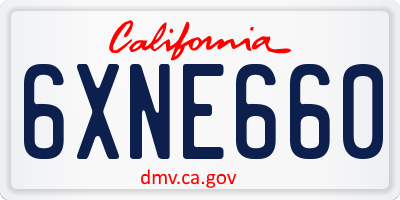 CA license plate 6XNE660
