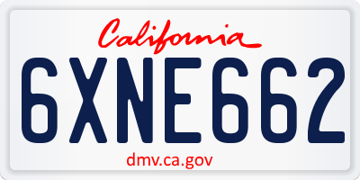 CA license plate 6XNE662