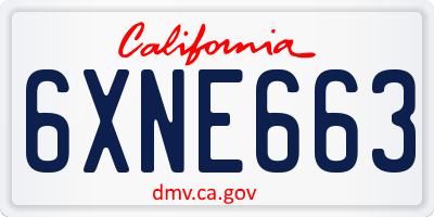 CA license plate 6XNE663