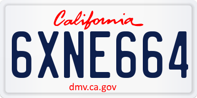 CA license plate 6XNE664