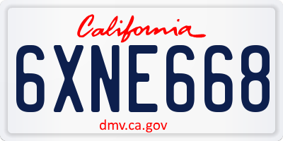 CA license plate 6XNE668