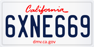 CA license plate 6XNE669