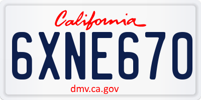 CA license plate 6XNE670