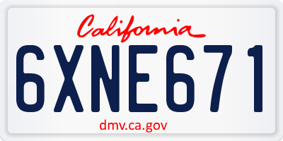 CA license plate 6XNE671
