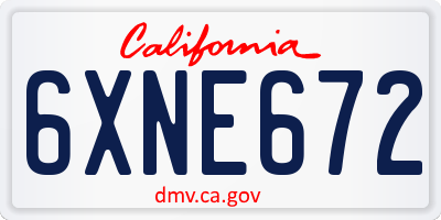 CA license plate 6XNE672