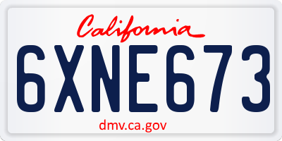 CA license plate 6XNE673