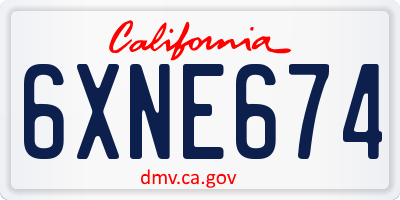 CA license plate 6XNE674