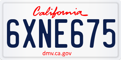 CA license plate 6XNE675