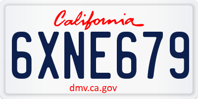 CA license plate 6XNE679