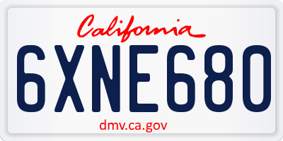 CA license plate 6XNE680