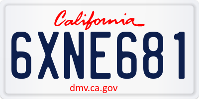 CA license plate 6XNE681