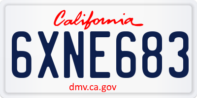 CA license plate 6XNE683