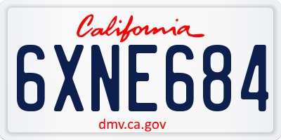 CA license plate 6XNE684