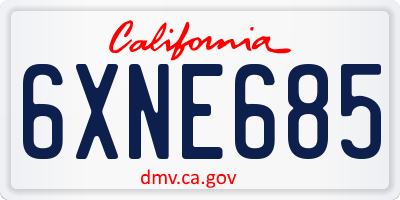 CA license plate 6XNE685