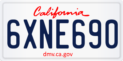 CA license plate 6XNE690
