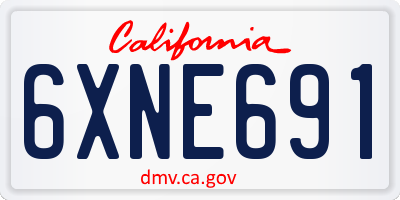CA license plate 6XNE691