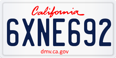 CA license plate 6XNE692