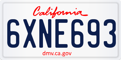 CA license plate 6XNE693