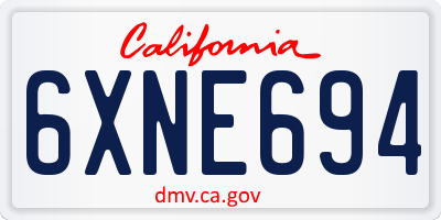 CA license plate 6XNE694