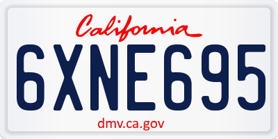 CA license plate 6XNE695